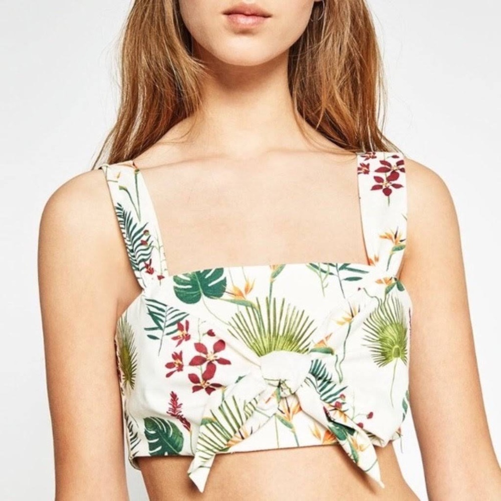 Zara leaf tropic patterns crop top